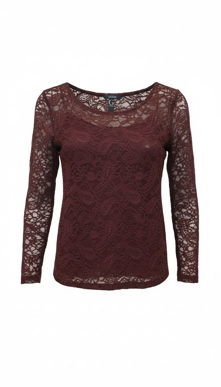 t-shirt maniche lunghe pizzo